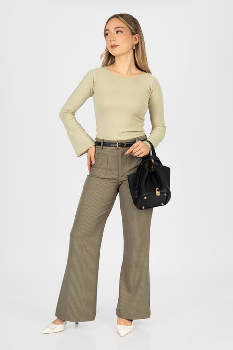 Pantalon Renata - Rayas Verde Olivo
