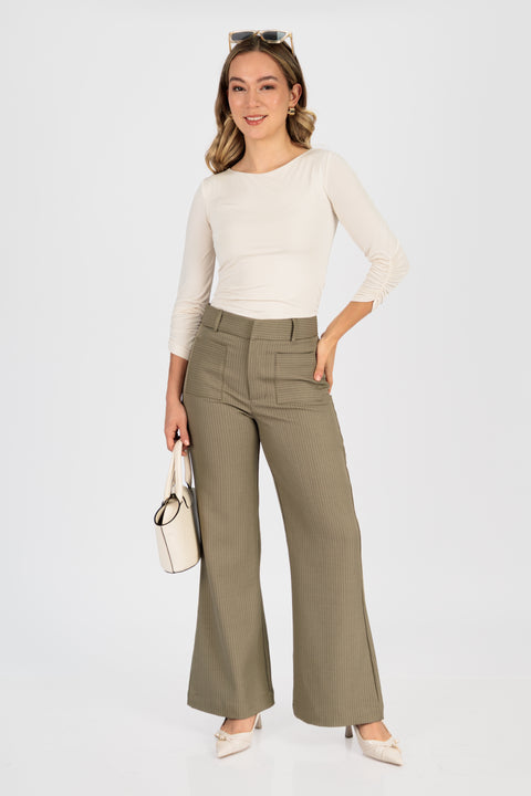 Pantalon Renata - Rayas Verde Olivo