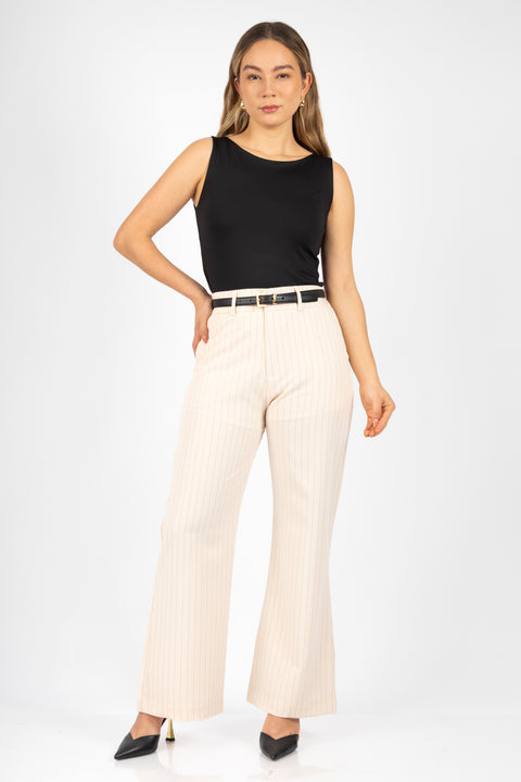 Pantalon Karol Rayas - Crema