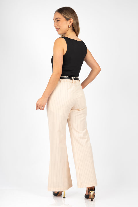 Pantalon Karol Rayas - Crema