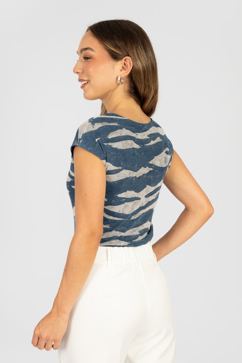 Polo Aida - Azul Animal Print