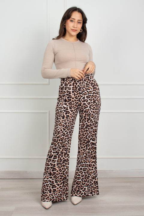 Pantalon Viviana - Animal Print Camel