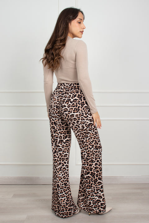 Pantalon Viviana - Animal Print Camel