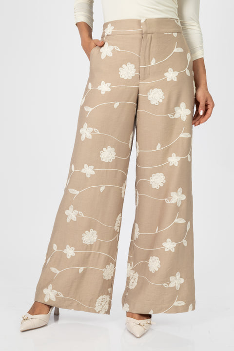 Pantalon Camila - Beige Bordado