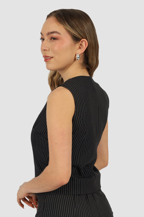 Chaleco Elisa - Negro listado