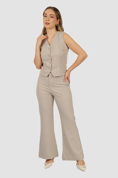 Chaleco Elisa - Beige listado