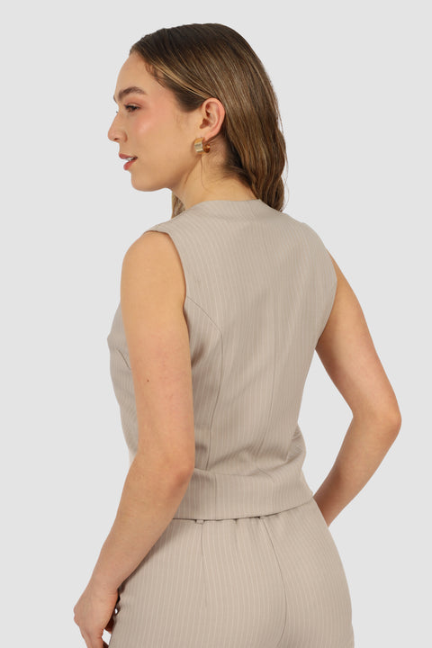 Chaleco Elisa - Beige listado