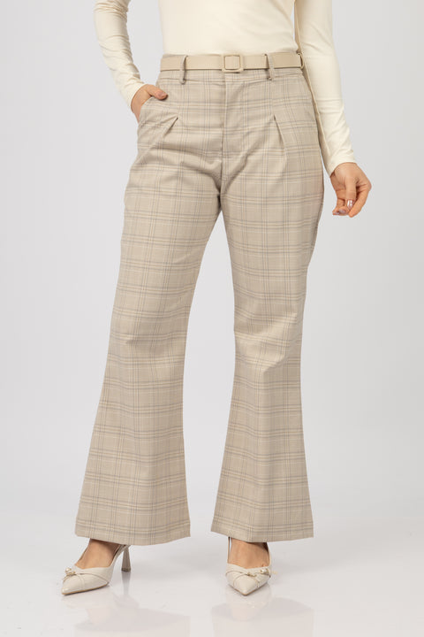 ⁠Pantalón Alba - Beige cuadros